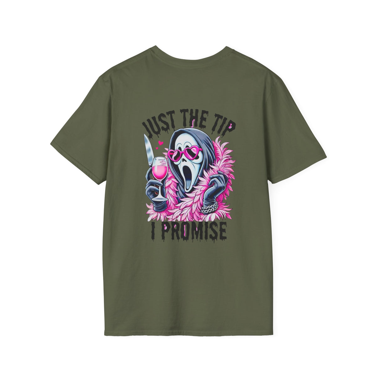 Just The Tip I Promise T-Shirt — Funny Scream Mask Graphic Tee