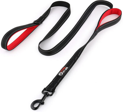 Dog Leash 6Ft Long,Traffic Padded Two Handle,Heavy Duty,Reflective Double Handles Lead for Control Safety Training,Leashes for Large Dogs or Medium Dogs,Dual Handles Leads(Black)